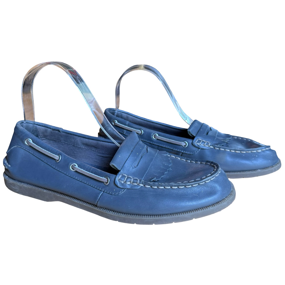Sperry Top Sider Gray Slip On Kiltie Penny Loafers Leather Boat Shoes Womens 9.5